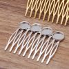 5 Pcs Silver Tone 10 Teeth Metal Side Comb Cabochon Setting Hairpin DIY Artcraft Project Decorative Comb Hair Pin