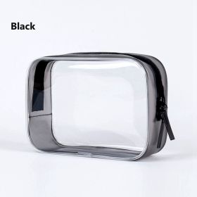 1pc Transparent PVC Bags; Clear Travel Organizer Makeup Bag Beautician Cosmetic & Beauty Case Toiletry Bag; Wash Bags (Color: BLACK)